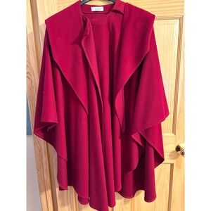 Jimmy Hourihan Dublin Ireland Red Wool Blend Cape Cloak Poncho Medium